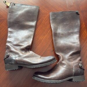 Frye Melissa Leather Boots Womens 6 Shoes Distressed Button Zip Riding Western